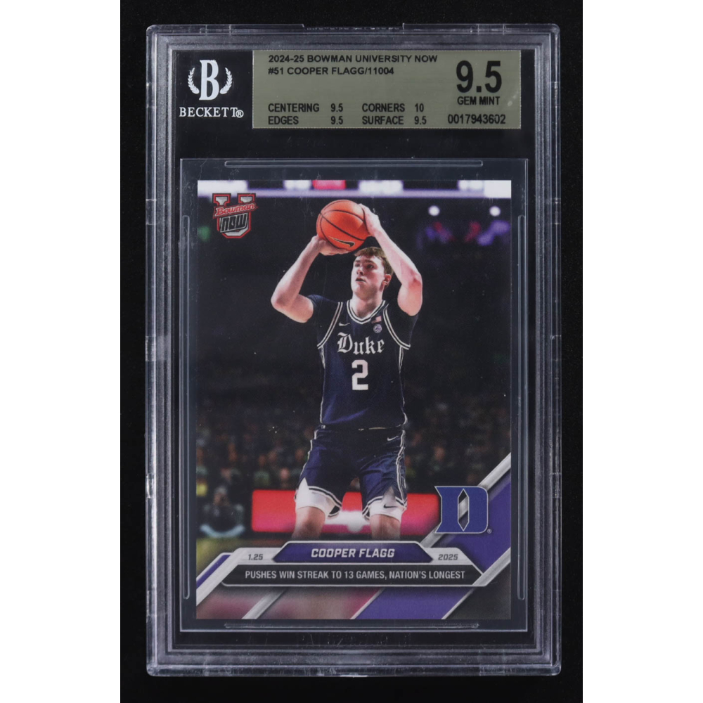 Cooper Flagg 2024-25 Bowman University Now #51 RC (BGS 9.5) at PristineAuction.com