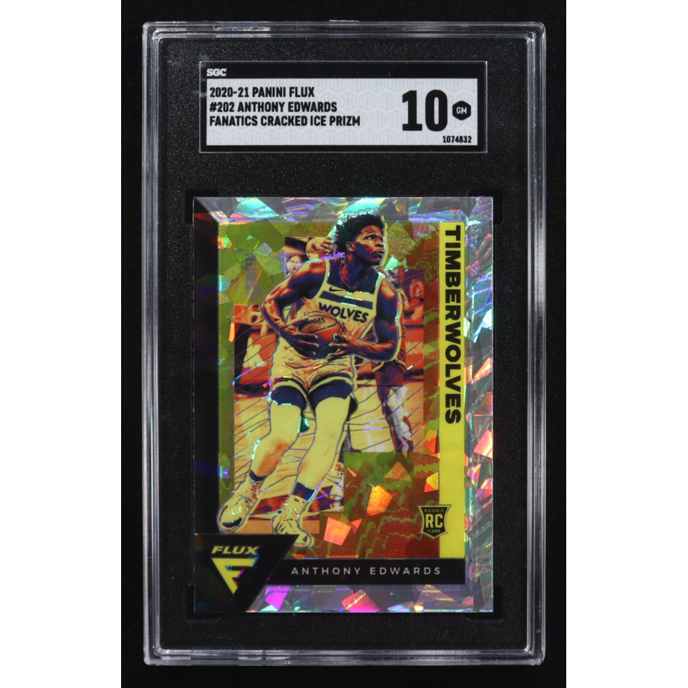 Anthony Edwards 2020-21 Panini Flux Fanatics Cracked Ice Prizm #202 RC (SGC 10) at PristineAuction.com