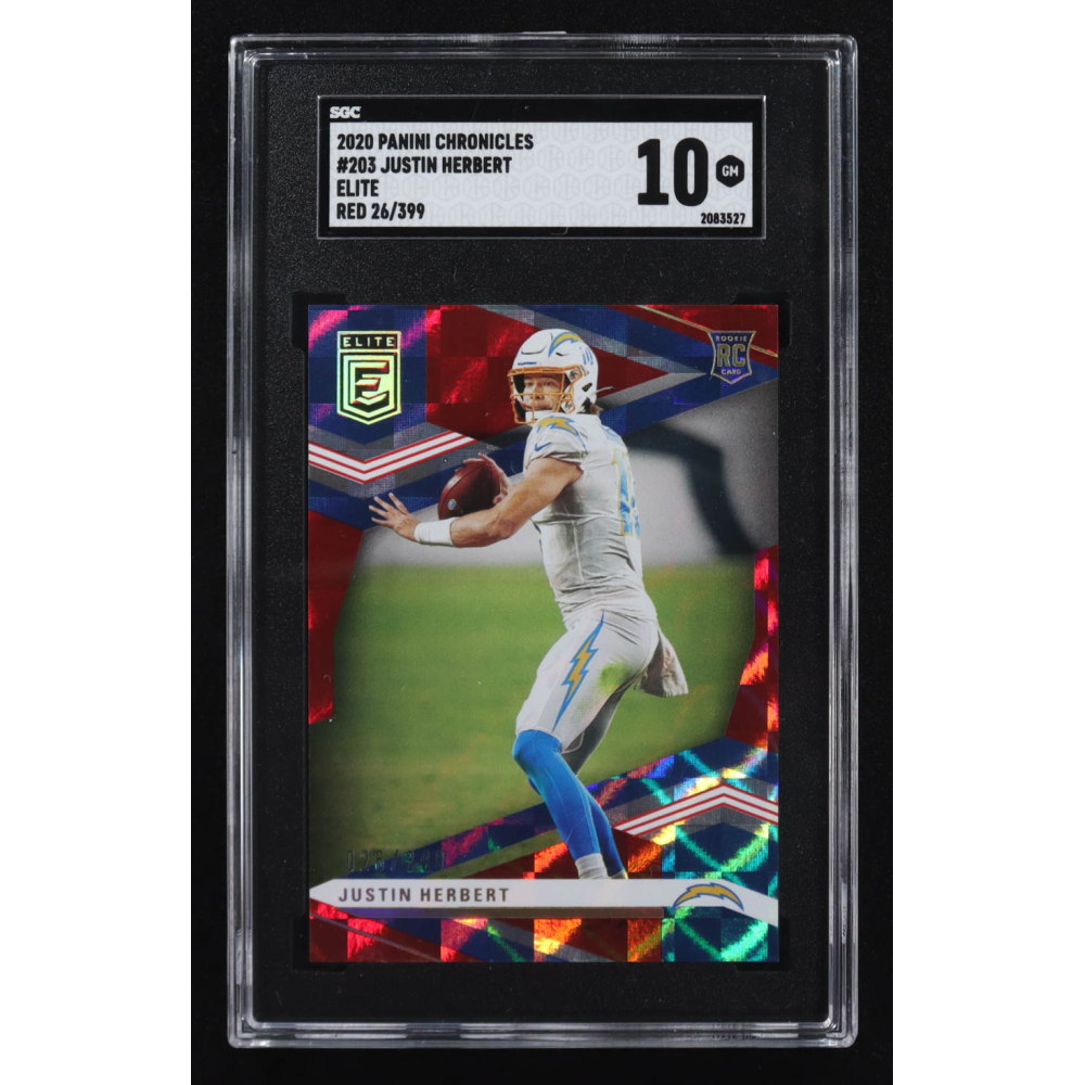 Justin Herbert 2020 Panini Chronicles Elite Red #203 RC #026/399 (SGC 10) at PristineAuction.com