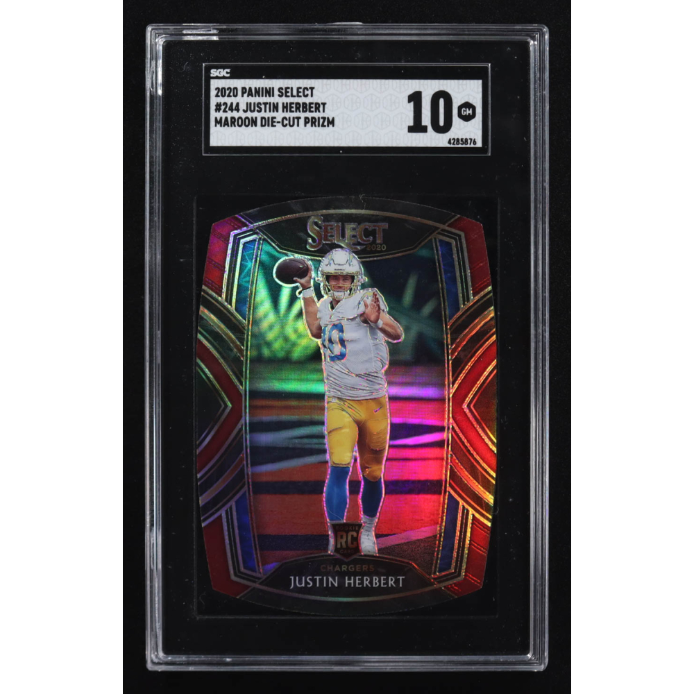 Justin Herbert 2020 Panini Select Maroon Die-Cut Prizm #244 RC (SGC 10) at PristineAuction.com