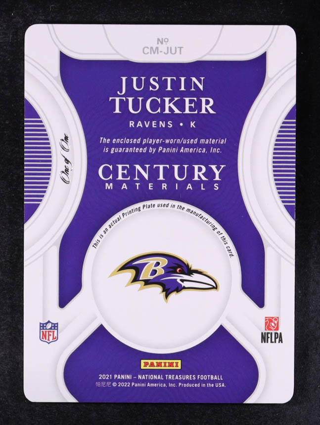 Justin Tucker 2021 Panini National Treasures Century Materials Printing Plate Cyan #61 #1/1 at PristineAuction.com Justin Tucker 2021 Panini National Treasures Century Materials Printing Plate Cyan #61 #1/1 at PristineAuction.com