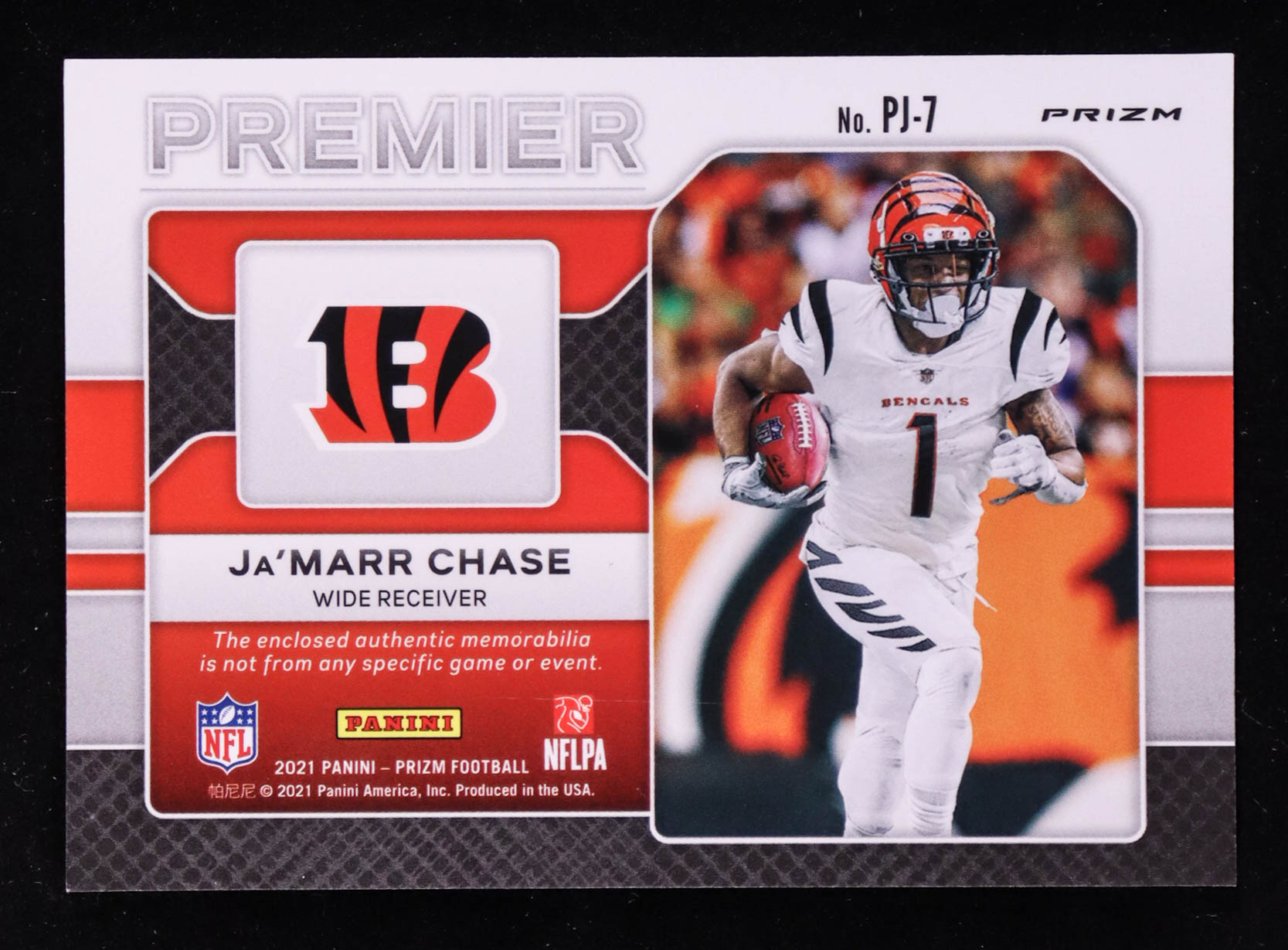 Ja'Marr Chase 2021 Panini Prizm Premier Jerseys Neon Green Pulsar #7 RC at PristineAuction.com Ja'Marr Chase 2021 Panini Prizm Premier Jerseys Neon Green Pulsar #7 RC at PristineAuction.com