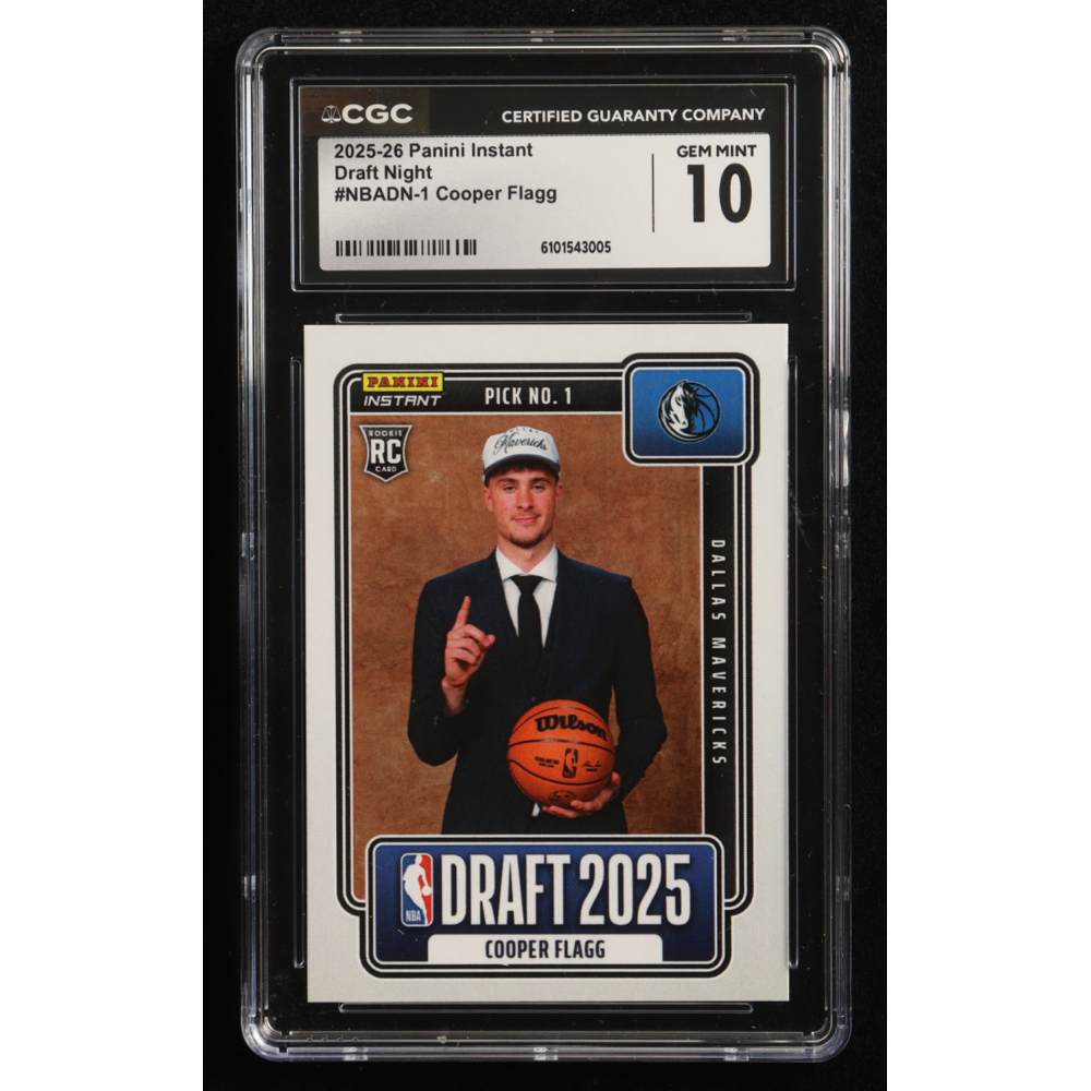 Cooper Flagg 2025-26 Panini Instant Draft Night #NBADN-1 RC #1/68380 (CGC 10) at PristineAuction.com