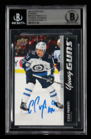 Cole Perfetti Signed 2021-22 Upper Deck #466 YG Jumbo RC (Beckett | Auto Grade BGS Authentic) at PristineAuction.com