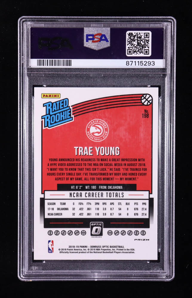 Trae Young 2018-19 Donruss Optic Choice #198 RR RC (PSA 9) at PristineAuction.com Trae Young 2018-19 Donruss Optic Choice #198 RR RC (PSA 9) at PristineAuction.com