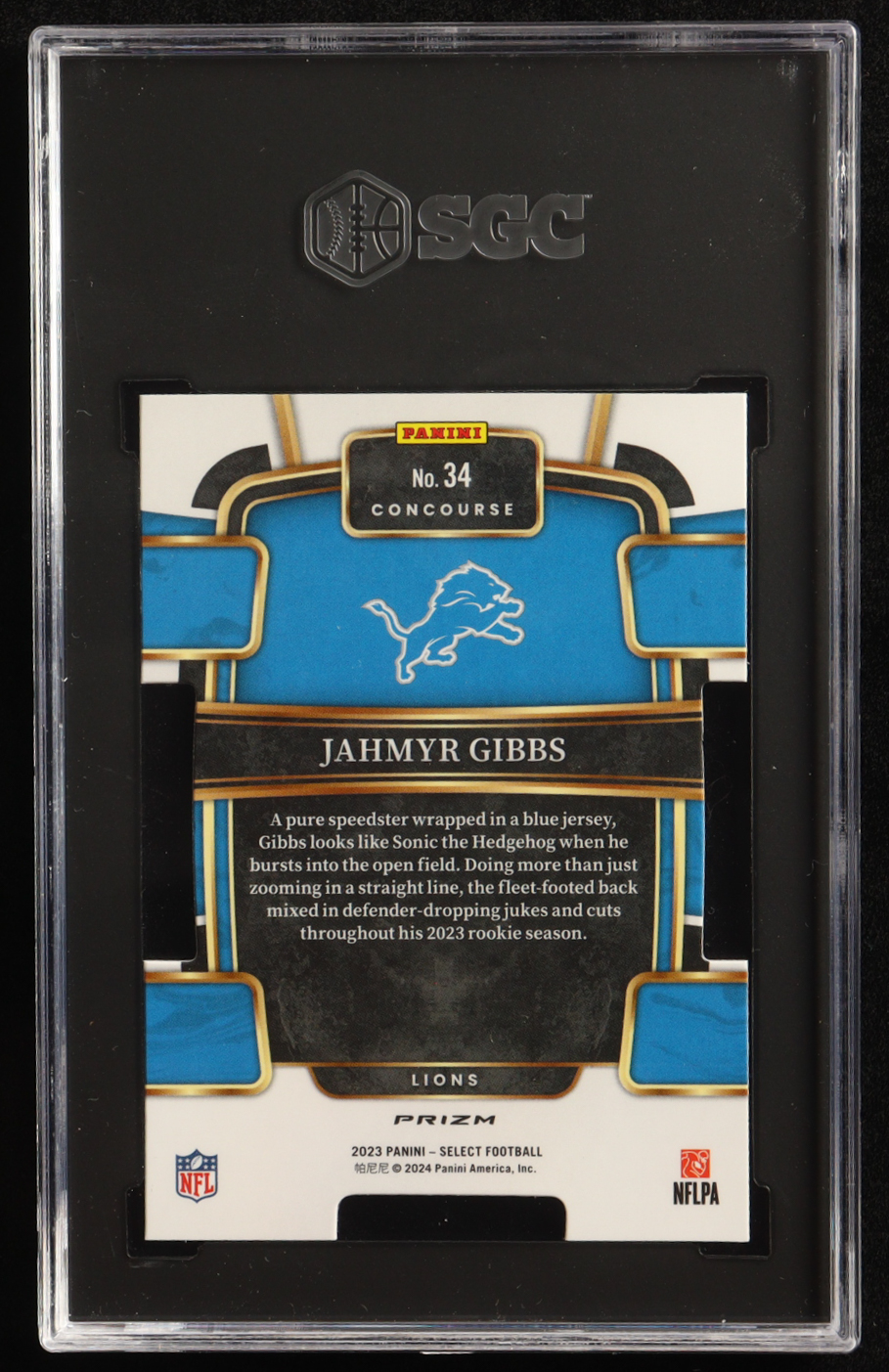 Jahmyr Gibbs 2023 Panini Select Die-Cut Black/Red Prizm #34 RC (SGC 9) at PristineAuction.com Jahmyr Gibbs 2023 Panini Select Die-Cut Black/Red Prizm #34 RC (SGC 9) at PristineAuction.com