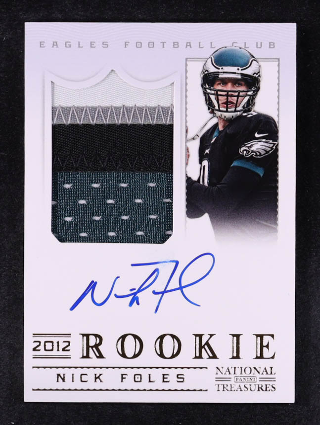 Nick Foles 2012 Panini National Treasures Rookie Signature Material Gold #318 #12/49 RC at PristineAuction.com Nick Foles 2012 Panini National Treasures Rookie Signature Material Gold #318 #12/49 RC at PristineAuction.com