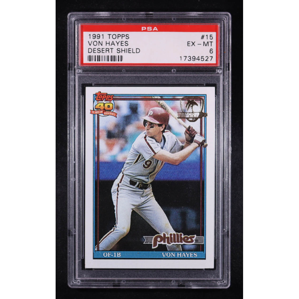 Von Hayes 1991 Topps Desert Shield #15 (PSA 6) at PristineAuction.com