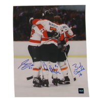 Reggie Leach, Bobby Clarke & Bill Barber Signed Flyers "LCB Line" 8x10 Photo (COJO) at PristineAuction.com