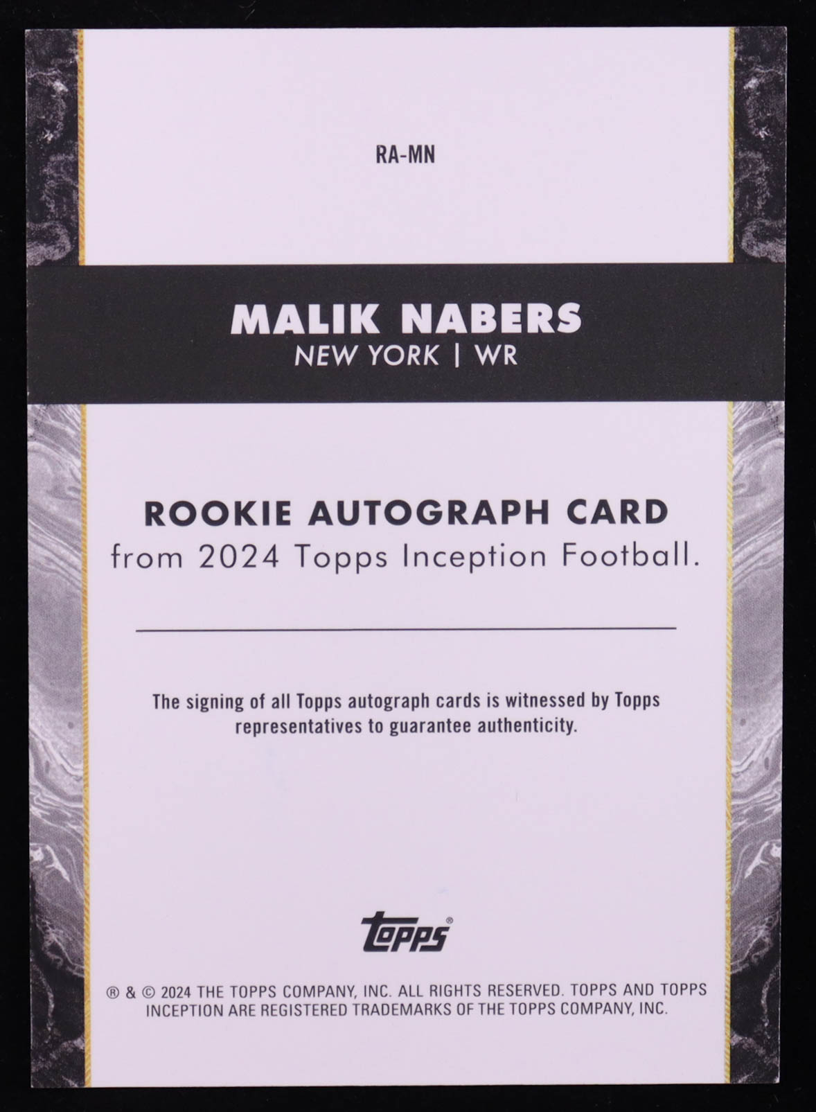Malik Nabers 2024 Topps Inception Rookie Autographs #RAMN RC at PristineAuction.com Malik Nabers 2024 Topps Inception Rookie Autographs #RAMN RC at PristineAuction.com