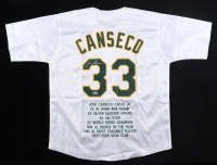 Jose Canseco Signed Career Highlight Stat Jersey (Beckett) at PristineAuction.com