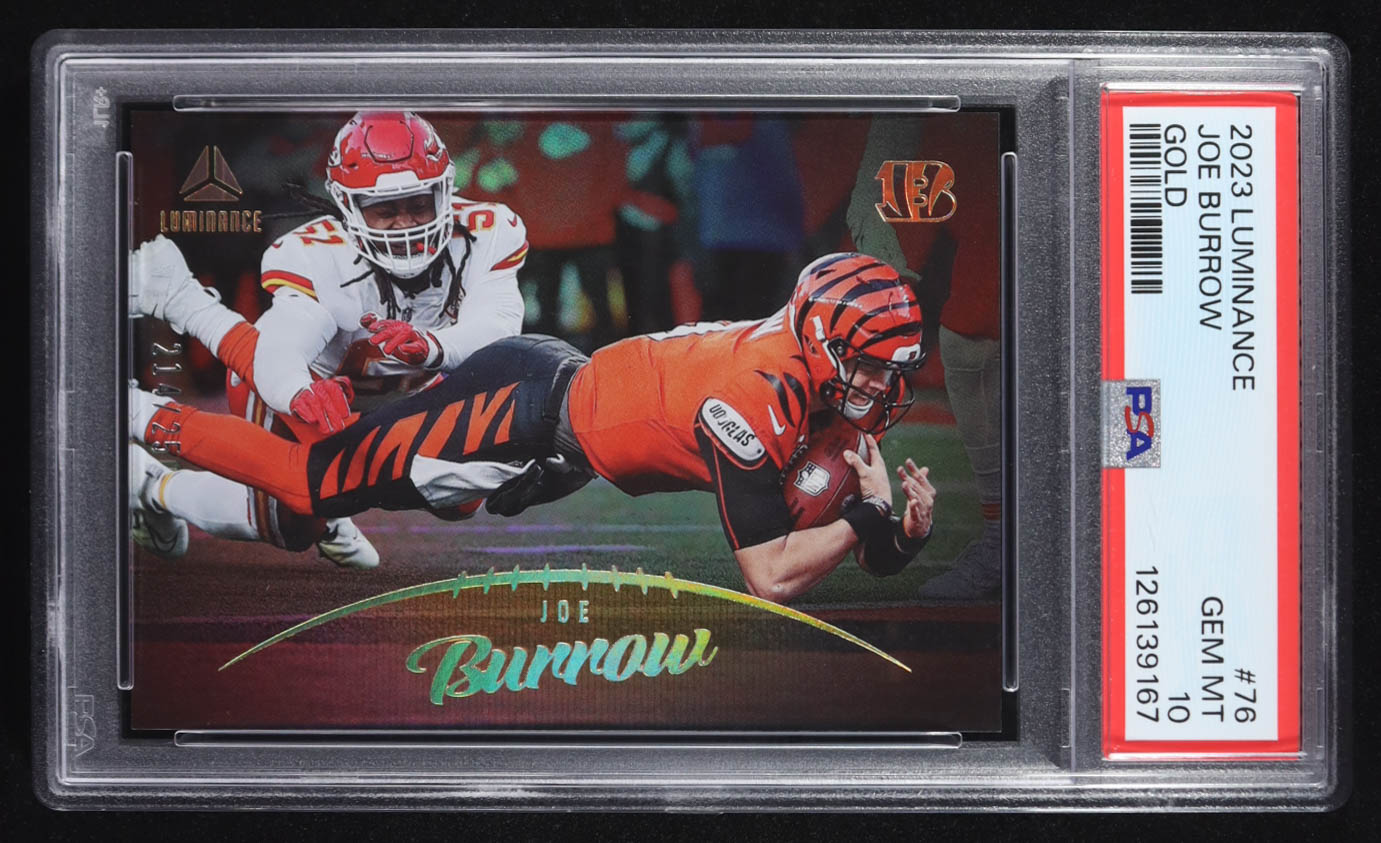 Joe Burrow 2023 Luminance Gold #76 #214/250 (PSA 10) at PristineAuction.com Joe Burrow 2023 Luminance Gold #76 #214/250 (PSA 10) at PristineAuction.com