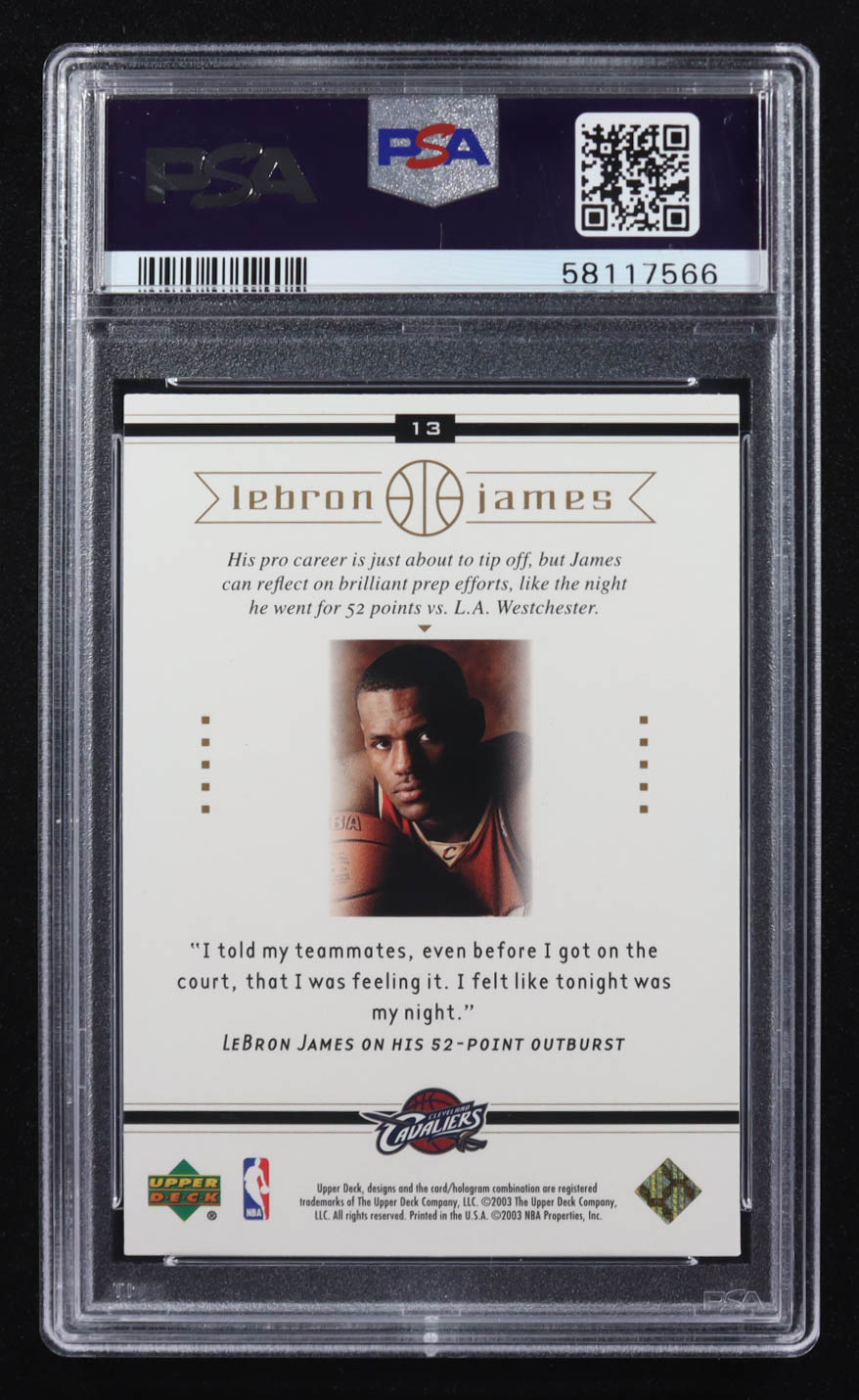 LeBron James 2003 Upper Deck Box Set #13 RC (PSA 8) at PristineAuction.com LeBron James 2003 Upper Deck Box Set #13 RC (PSA 8) at PristineAuction.com