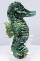 53.46 Carats Natural Blue-Green Grandidierite Seahorse Carving at PristineAuction.com