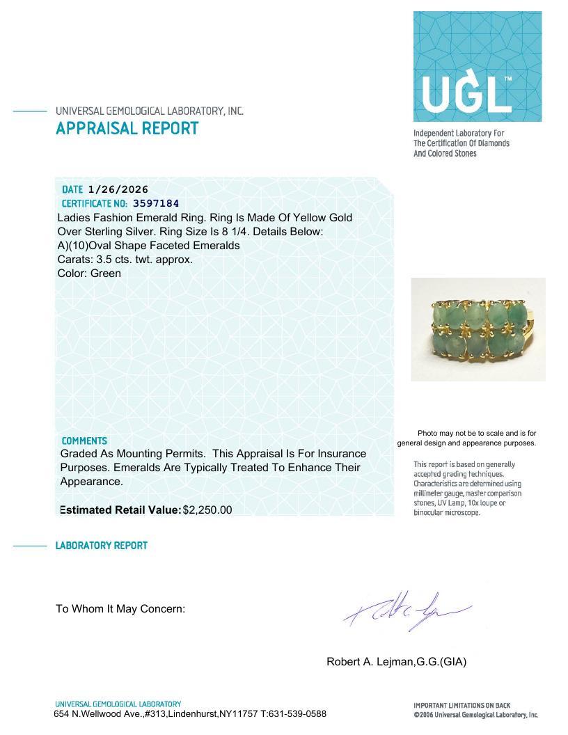 3.50 Carats Natural Emerald Ring | $2,250 Estimated Retail Value (UGL Cert) at PristineAuction.com 3.50 Carats Natural Emerald Ring | $2,250 Estimated Retail Value (UGL Cert) at PristineAuction.com