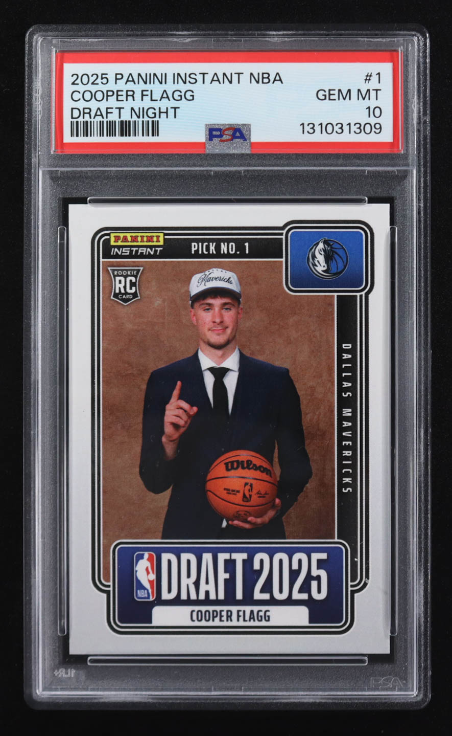 Cooper Flagg 2025 Panini Instant NBA Draft Night #1 RC (PSA 10) at PristineAuction.com Cooper Flagg 2025 Panini Instant NBA Draft Night #1 RC (PSA 10) at PristineAuction.com