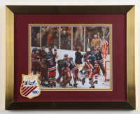 1980 "Miracle On Ice" Custom Framed Team USA Photo Display with Olympic Logo Patch at PristineAuction.com