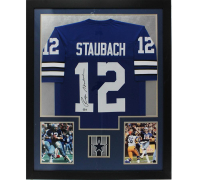 Roger Staubach Signed Custom Framed Jersey Display (Beckett) at PristineAuction.com