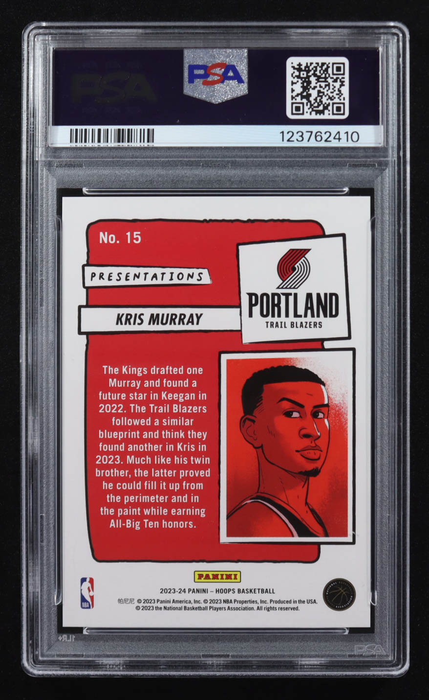 Kris Murray 2023-24 Panini NBA Hoops Presentations #15 RC (PSA 9) at PristineAuction.com Kris Murray 2023-24 Panini NBA Hoops Presentations #15 RC (PSA 9) at PristineAuction.com