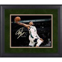 Giannis Antetokounmpo Bucks Custom Framed Spotlight Photo at PristineAuction.com