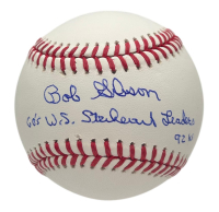 Bob Gibson Signed OML Baseball Inscribed "60's WS Strikeout Leaders 92 K's" (JSA) at PristineAuction.com