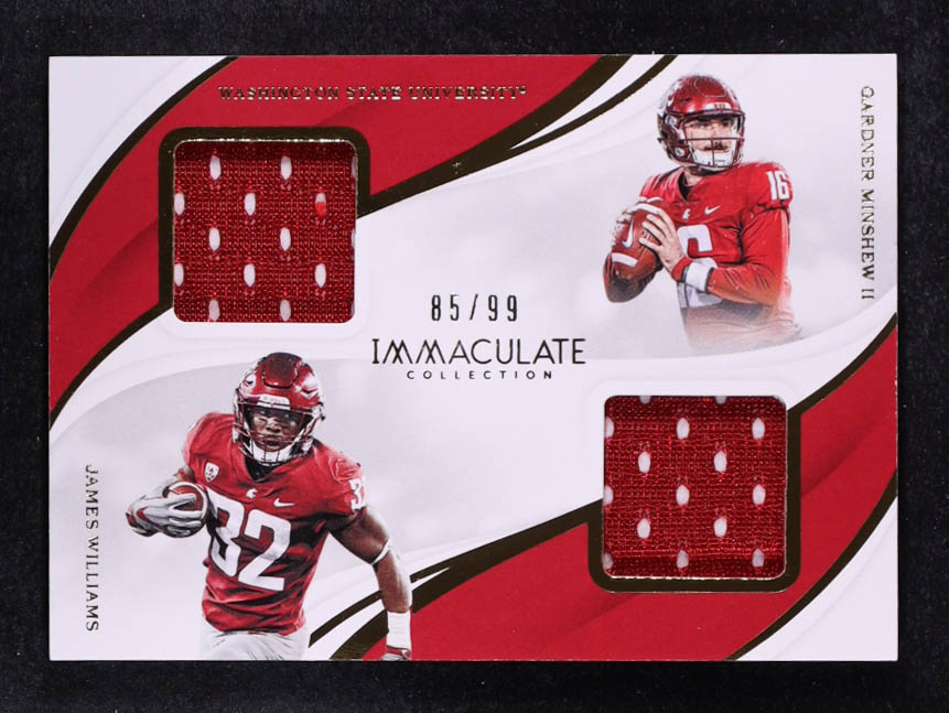 Gardner Minshew II / James Williams 2019 Immaculate Collection Collegiate Combo Materials #10 #85/99 RC at PristineAuction.com Gardner Minshew II / James Williams 2019 Immaculate Collection Collegiate Combo Materials #10 #85/99 RC at PristineAuction.com