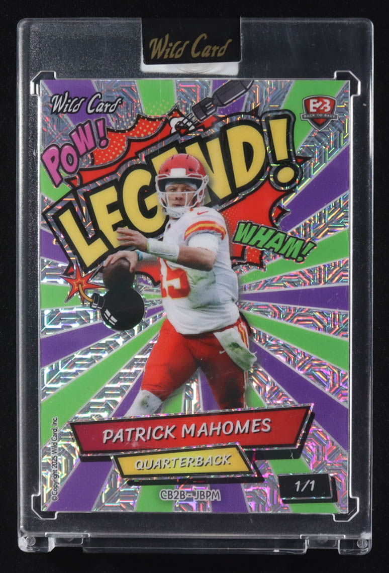 Joe Burrow / Patrick Mahomes 2025 Wild Card Comix Legend! Back To Back Prismatic Purple and Green #CB2BJBPM #1/1 at PristineAuction.com Joe Burrow / Patrick Mahomes 2025 Wild Card Comix Legend! Back To Back Prismatic Purple and Green #CB2BJBPM #1/1 at PristineAuction.com