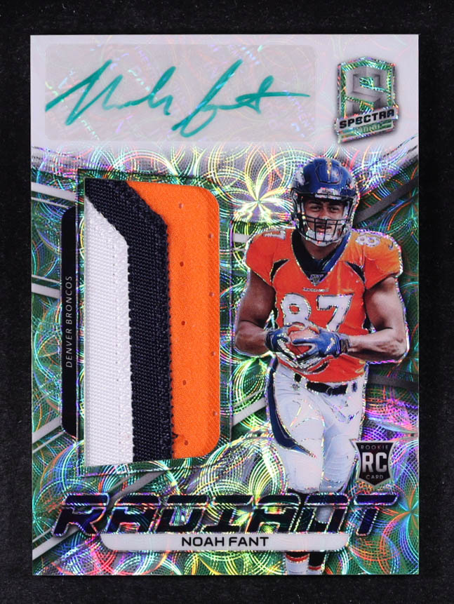 Noah Fant 2019 Panini Spectra Radiant Rookie Patch Signatures Neon Green #10 #22/50 RC at PristineAuction.com Noah Fant 2019 Panini Spectra Radiant Rookie Patch Signatures Neon Green #10 #22/50 RC at PristineAuction.com