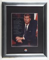John F. Kennedy Custom Framed Art Print Display with Vintage 1960 Presidential Metal Campaign Pin at PristineAuction.com