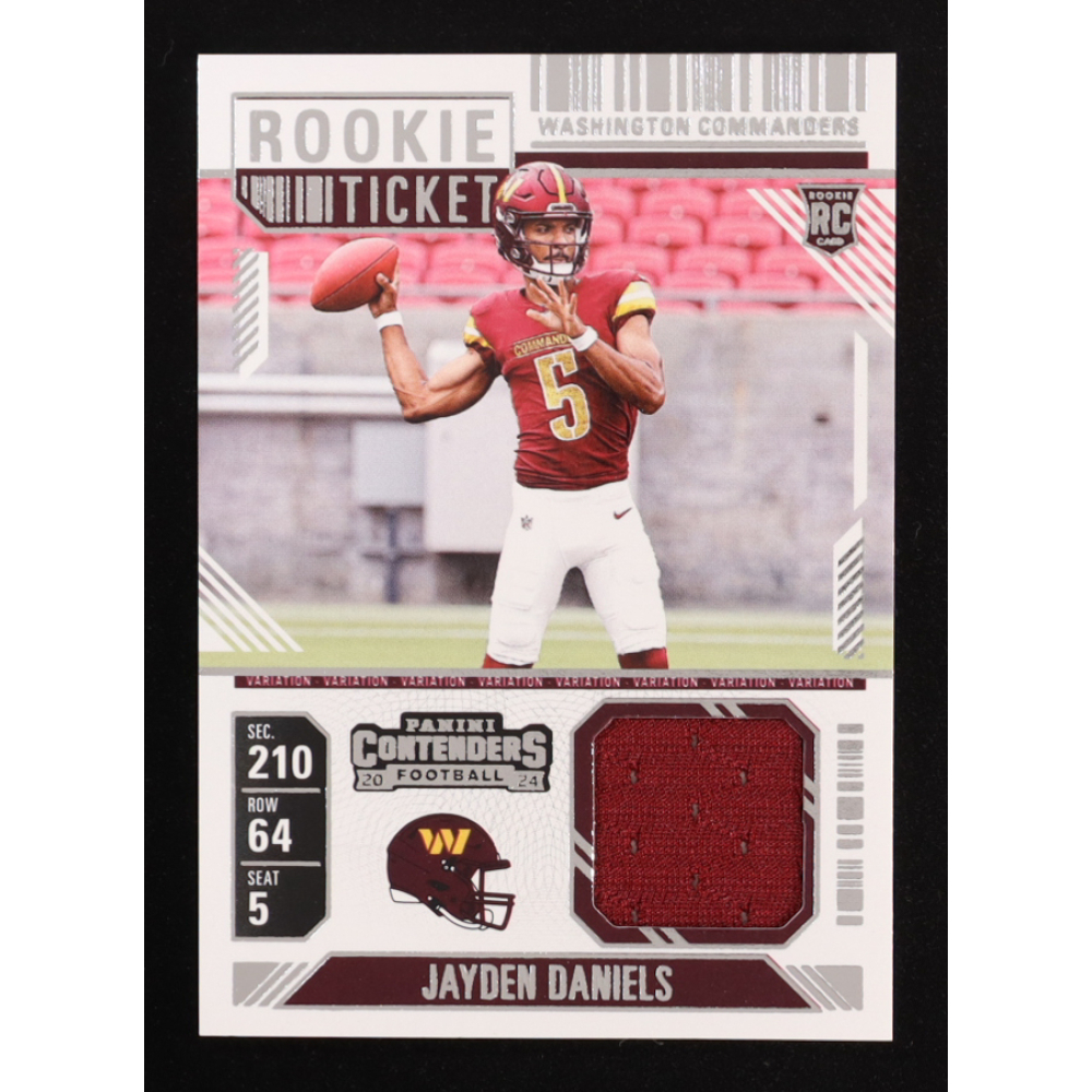 Jayden Daniels 2024 Panini Contenders Rookie Ticket Swatches Variation #RTS-JDS RC at PristineAuction.com