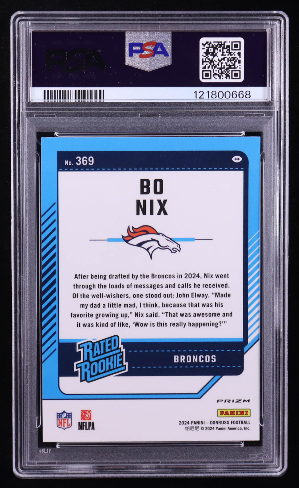 Bo Nix 2024 Donruss Optic Rated Rookies Preview Red and Green #369 RC (PSA 10) at PristineAuction.com Bo Nix 2024 Donruss Optic Rated Rookies Preview Red and Green #369 RC (PSA 10) at PristineAuction.com