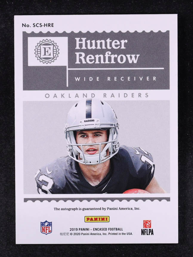 Hunter Renfrow 2019 Panini Encased Scripted Signatures #20 #6/75 RC at PristineAuction.com Hunter Renfrow 2019 Panini Encased Scripted Signatures #20 #6/75 RC at PristineAuction.com