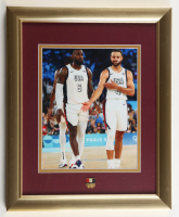 Lebron James & Steph Curry 2024 Olympics Custom Framed Photo Display with Olympic Logo Pin at PristineAuction.com