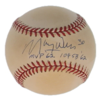 Maury Wills Signed ONL Baseball Inscribed "MVP '62" & "104 SB '62" (JSA) at PristineAuction.com