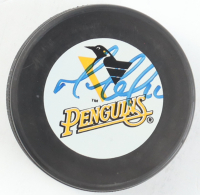 Mario Lemieux Signed Penguins Logo Hockey Puck (JSA) at PristineAuction.com