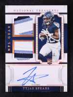 Tyjae Spears 2023 Panini National Treasures Rookie NFL Gear Signature Combos Holo Gold #34 #2/10 RC at PristineAuction.com