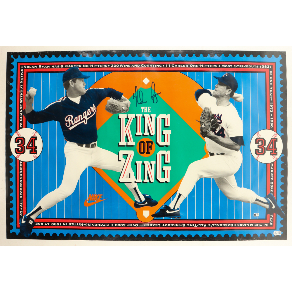 Nolan Ryan Signed King of Zing 24" x 36" Nike Print (Beckett) at PristineAuction.com