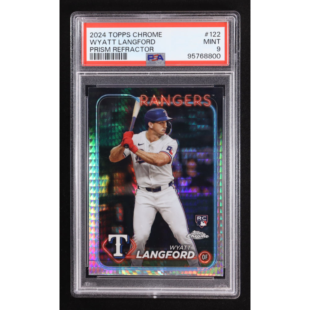 Wyatt Langford 2024 Topps Chrome Prism Refractors #122 RC (PSA 9) at PristineAuction.com