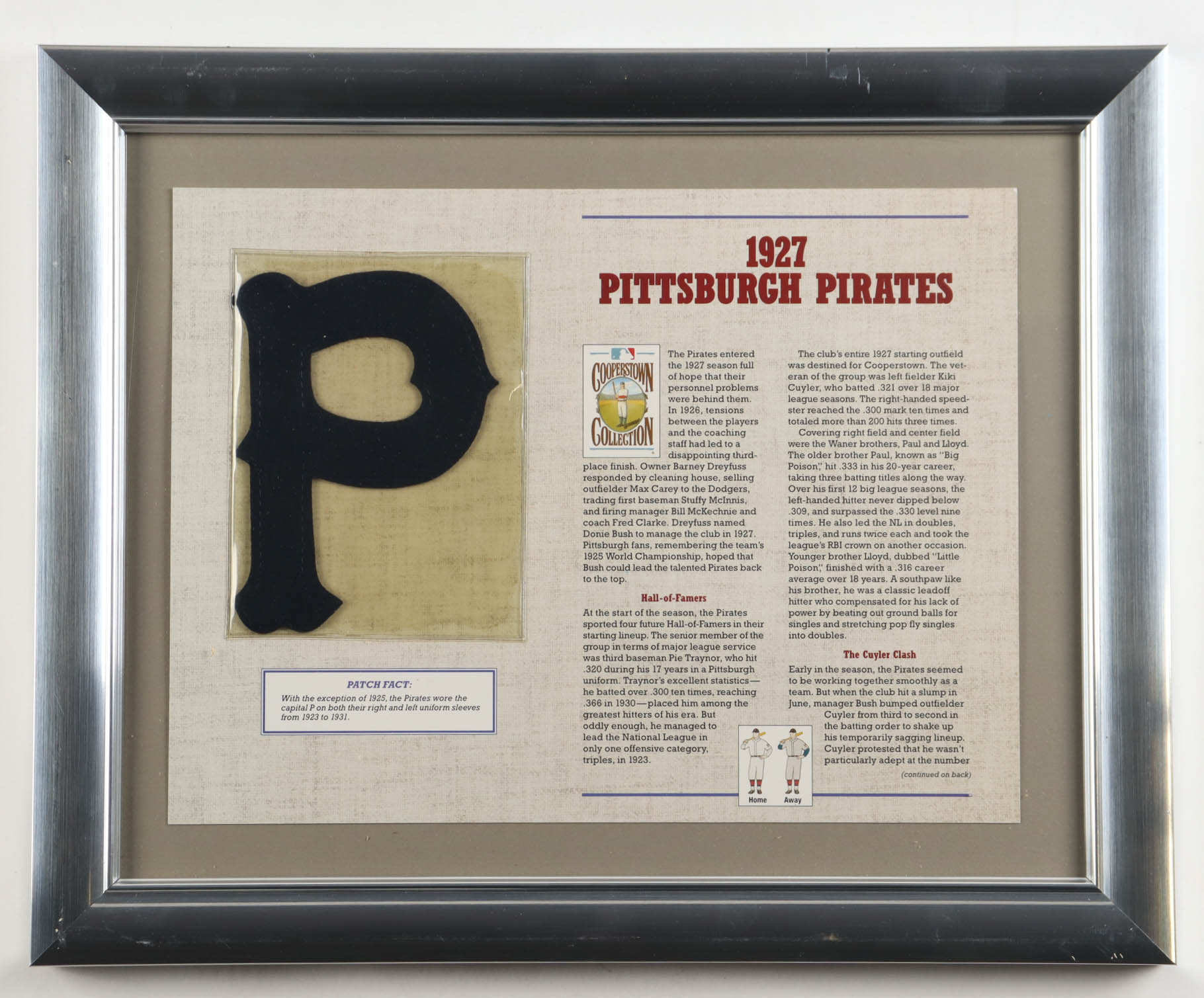 1927 Pittsburgh Pirates Custom Framed Commemorative Patch Display at PristineAuction.com 1927 Pittsburgh Pirates Custom Framed Commemorative Patch Display at PristineAuction.com
