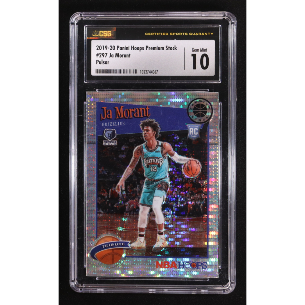 Ja Morant 2019-20 Hoops Premium Stock Prizms Pulsar #297 RC (CSG 10) at PristineAuction.com