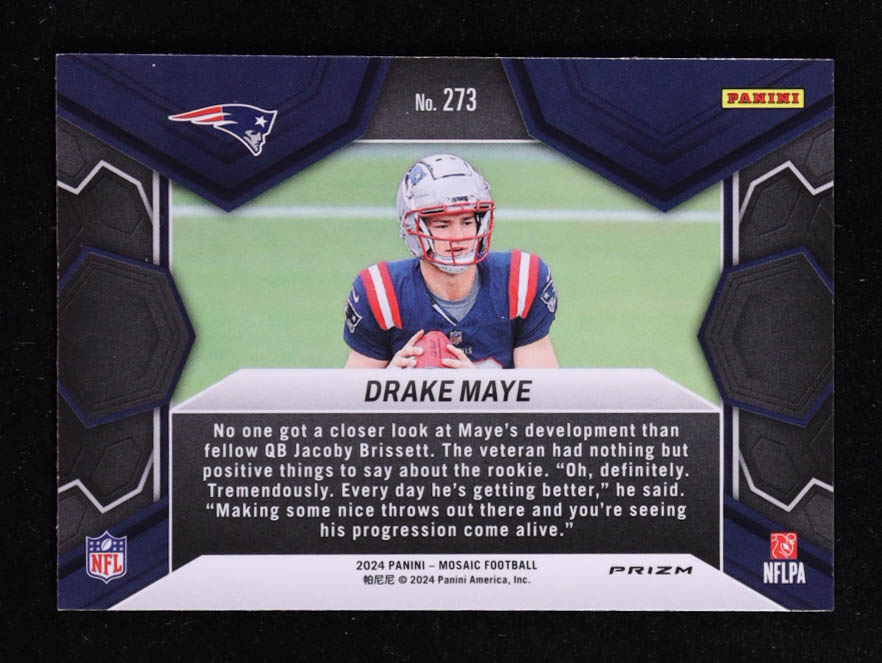 Drake Maye 2024 Panini Mosaic Mosaic Green #273 DEB RC at PristineAuction.com Drake Maye 2024 Panini Mosaic Mosaic Green #273 DEB RC at PristineAuction.com