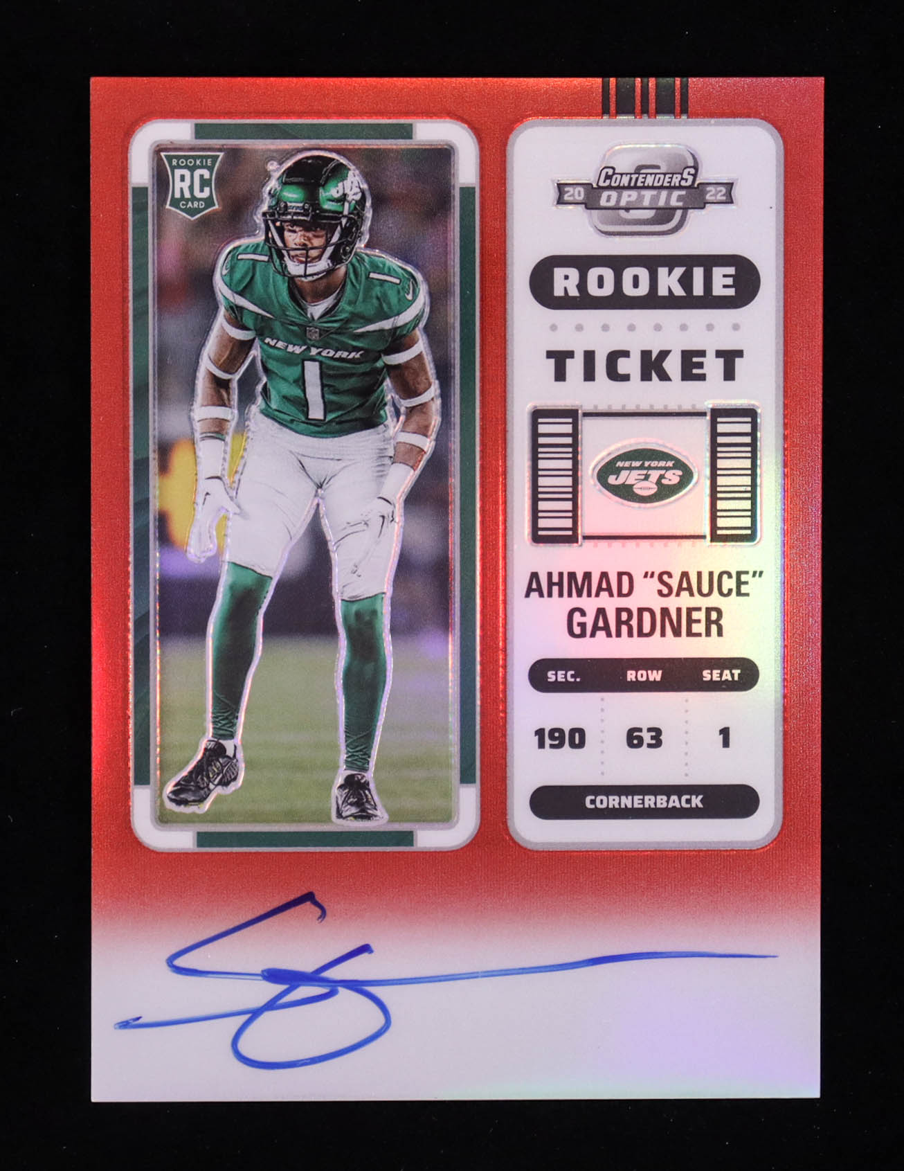 Ahmad Gardner 2022 Panini Contenders Optic Red #101A Autograph #054/149 RC at PristineAuction.com Ahmad Gardner 2022 Panini Contenders Optic Red #101A Autograph #054/149 RC at PristineAuction.com