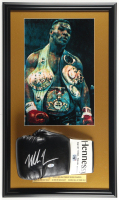 Mike Tyson Signed Custom Framed Hennessy Model Boxing Glove Display with Art Print & Stat Plaque (Tyson & PSA) at PristineAuction.com