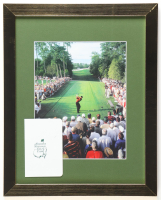 "Tiger Woods on the 18th Tee at The Masters" Custom Framed Photo Display with Scorecard at PristineAuction.com