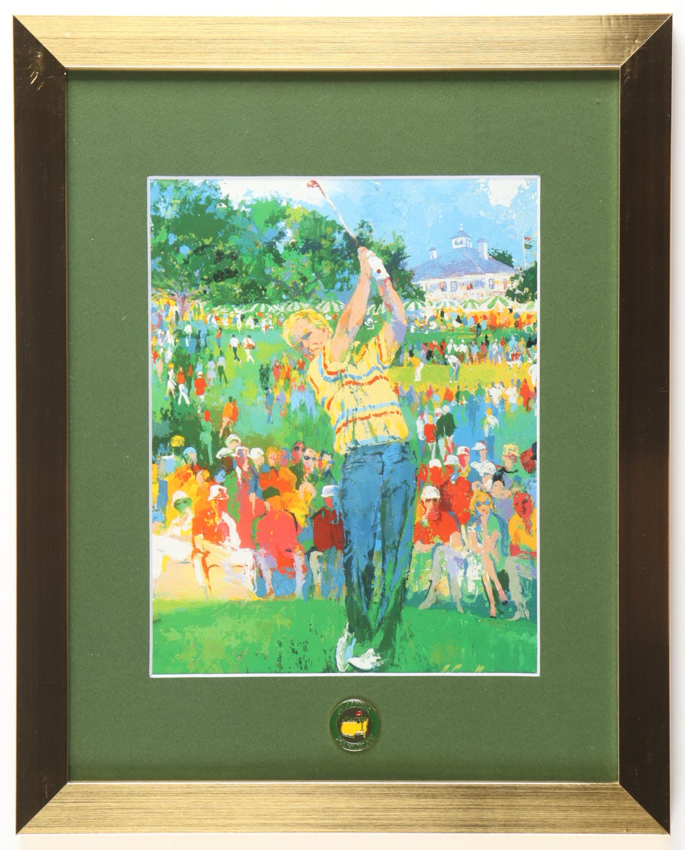 "Jack Nicklaus on the 10th Tee" Custom Framed Leroy Neiman Art Print with Official Masters Pin (JSA) at PristineAuction.com "Jack Nicklaus on the 10th Tee" Custom Framed Leroy Neiman Art Print with Official Masters Pin (JSA) at PristineAuction.com