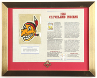 1948 Cleveland Indians Custom Framed Commemorative Patch Display with Indians Logo Pin at PristineAuction.com