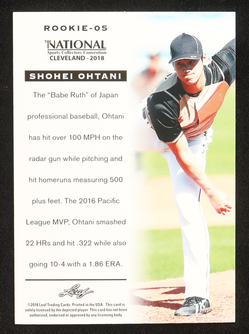 Shohei Ohtani 2018 Leaf National Convention Shohei Ohtani #Rookie05 RC at PristineAuction.com Shohei Ohtani 2018 Leaf National Convention Shohei Ohtani #Rookie05 RC at PristineAuction.com