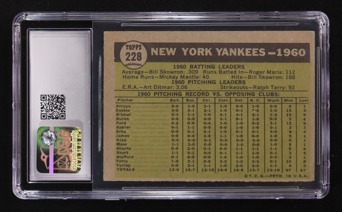 New York Yankees 1961 Topps #228 TC (CSG 4) at PristineAuction.com New York Yankees 1961 Topps #228 TC (CSG 4) at PristineAuction.com