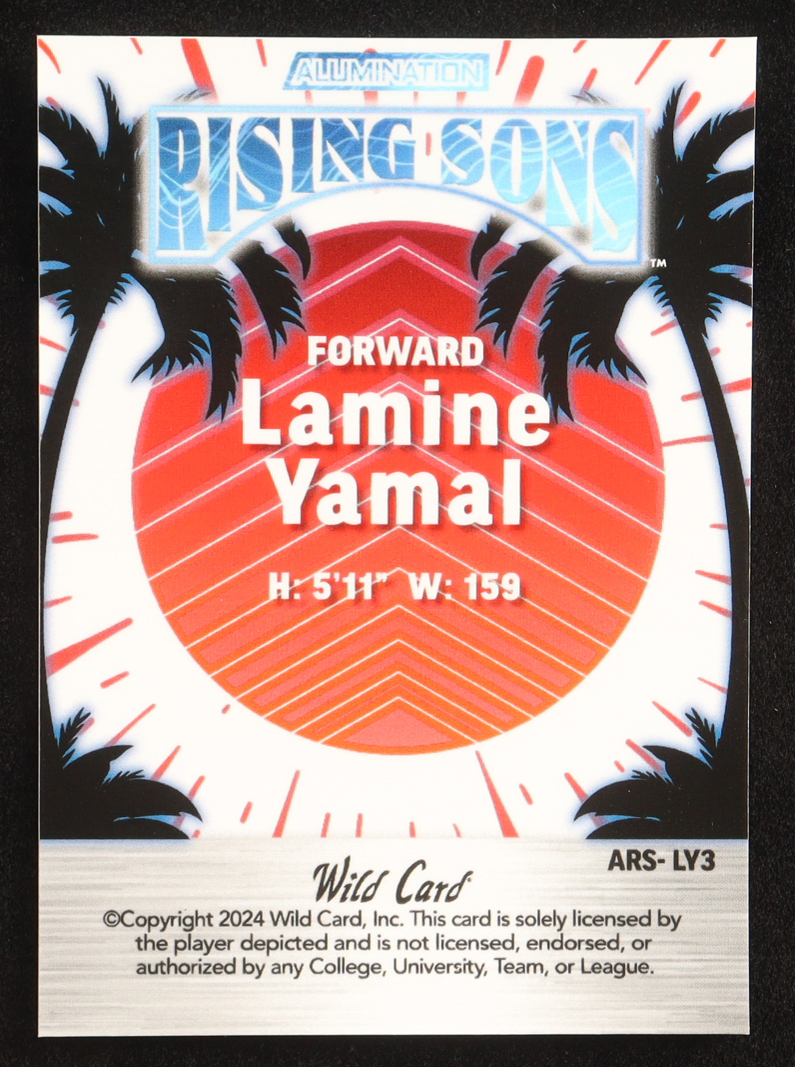 Lamine Yamal 2024 Wild Card Alumination Rising Son Blue Lava #ARS-LY3 #09/15 RC at PristineAuction.com Lamine Yamal 2024 Wild Card Alumination Rising Son Blue Lava #ARS-LY3 #09/15 RC at PristineAuction.com
