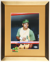 Reggie Jackson Signed Athletics Custom Framed Photo Display with 1972 World Series Pin (Beckett) at PristineAuction.com
